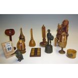 Selection of Treen Ephemera to include Mauchline Ware, Eggs, and a bronze figure (14) Small Box