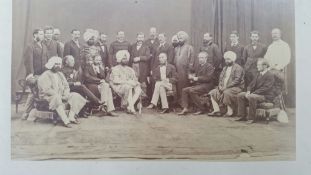 Maharajah Mahendra Singh of Patiala in Durbar Albumen Photograph - A scarce large albumen photograph