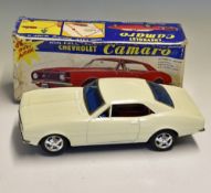 Taiyo Tinplate Chevrolet Camaro 'Bump 'N Go' Battery Operated Toy C-12 non-fall action, in white