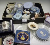 Selection of Royal Commemorative Ceramic and Glassware to include Wedgwood Jaspers Ware, Royal