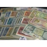 Selection of World Banknotes to include Yemen, Yugoslavia, Columbia, Denmark, Dominican, Cambodia