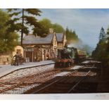 Shropshire - Railway - Signed 'Much Wenlock' Railway Colour print signed by the artist Don