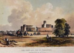 India - The Town and Fort of Ferozepore coloured lithograph 1846 by Henry Pilleau - published by