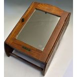 Oak Mirror Door Medicine Cabinet / Towel Rail with original plaque 'The Initial Towel Supply Co'