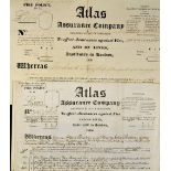 1870 Atlas Assurance Company Fire Policy - dated 26th January, Panton Family, brewers, maltsters and