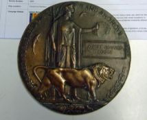 WWII Death Plaque to Albert Edward Rooke Kings Royal Rifle Cor. Killed in action 30/03/1918 from