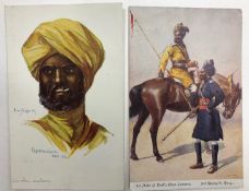 India - Sikh and Indian Officer WWI Postcard Two postcards showing Sikh soldiers and, 1st Duke of