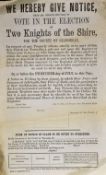 Poster seeking registration of electors for the 1867 election in Glamorganshire - measures 21x34cm