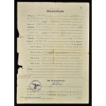 WWII - 1942 German Nazi Wedding Certificate for a Porter at 'Innsbruck' in Austria, a typed document