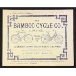 The Bamboo Cycle Co. Ltd 1897 - An early 4 page Brochure illustrating two of their unusual Bamboo