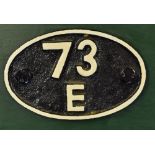 Railwayana - Shedplate 73E, Faversham a cast iron oval plate, measures 18x12cm