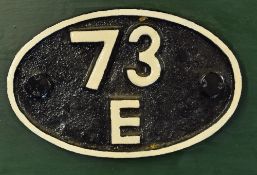 Railwayana - Shedplate 73E, Faversham a cast iron oval plate, measures 18x12cm
