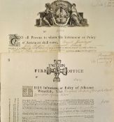 1776 & 1806 Union Society Insurance Policies - dated 15th of April and 9th April, both regarding