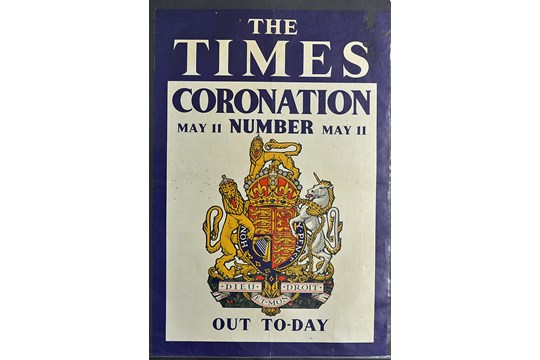 Posters - 1937 The Times 'Coronation Number out Today' date May 11 1937, some damage to top right - Image 2 of 2