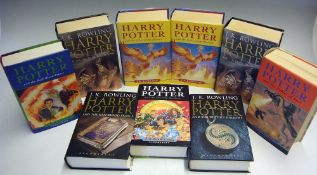Selection of First Edition Harry Potter Books to include order of the Phoenix, the Half-Blood
