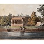 India - Nabobs Choultry & Tank, at Conjeveram 1804 Print - a hand coloured aquatint from Picturesque