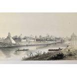 India - No 16 River View of Buildings c.1858 Print - by Lieut-Col D. S. Dodgson. Del & E. Walker,