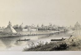 India - No 16 River View of Buildings c.1858 Print - by Lieut-Col D. S. Dodgson. Del & E. Walker,