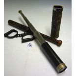 Four Draw Telescope - by Chadburn Bros Sheffield together with Truncheon and Handcuffs (3)