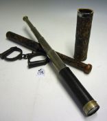 Four Draw Telescope - by Chadburn Bros Sheffield together with Truncheon and Handcuffs (3)