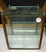 Glass 'Displayall' Collectors Cabinet with one shelf and a sliding rear door, glass with wooden