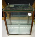 Glass 'Displayall' Collectors Cabinet with one shelf and a sliding rear door, glass with wooden