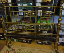 Brass Plated Bed Frame include head and foot frames with wheels, without middle section, heavy (