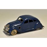 Triang Minic Clockwork 'Sunbeam' Toy Car made in England in blue, without box, in good condition