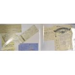 Quantity of Assorted 19th Century Receipts and Invoices to includes a mixture of companies