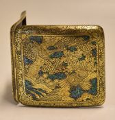 High Quality Japanese Damascene Cigarette Case elaborately decorated in chased gold and Abalone
