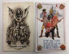 India - Sikh and British Officer WWI Postcard Two vintage propaganda postcards showing Sikh soldiers