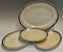 Selection of Bovey Pottery Dinnerware marked Bovey Pottery Devon, with blue and gold gilt