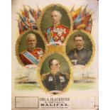 Boer War Impressive Poster Size Patriotic Calendar - Halifax 1899 - With multi-coloured Portraits of