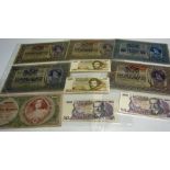20th Century Austrian Banknotes to include denominations 10000, 1000, 50000 and 20 (10)