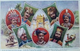 India Princes with Golden Temple Postcard - An Indian postcard showing India princes with the Golden