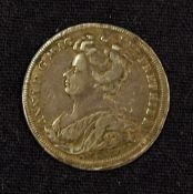 Union of England And Scotland 1707 Medallion - Obverse; Portrait of Queen Anne. Reverse; Coat of