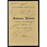 Autographs - 1936 The De Havilland Aircraft Co Annual Signed Dinner Menu - signed extensively to the