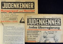 Judaica - WWII 'Der Judenkenner' [The Jew Connoisseur] Newspaper - anti-Semitic newspapers dated