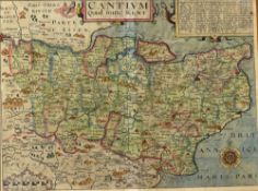 17th Century William Kip and Johannes Nordon Map of Kent - coloured 'Cantium Quod Nunc Kent',