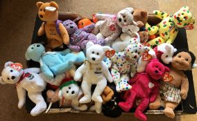 Selection of Beanie Baby Toys including Scrum, Pinata, USA, Ty 2K, 2001 Signature Bear and others.