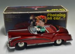 Tinplate 'Photoing On Car' Battery Operated Toy mystery action, made in China, with box, appears