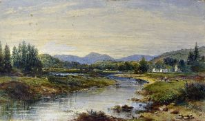 Charles N. Woolnoth - The River Annan near Moffat Watercolour - signed to the bottom right C.N