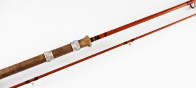 Good J.S Sharpe Aberdeen Impregnated Salmon Spinning Rod: 10ft 2pc split cane spinning rod - brown