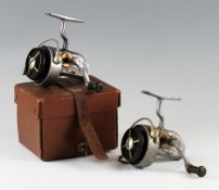 2x Hardy Altex No.1 Mk. III spinning reels - both with LHW folding handles, spring bail, and