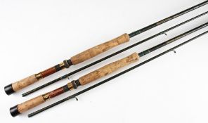 2x Bob Church Carbon Fly Rods: X Weave Rutland Mk2 10' 2 pc - line #7/9, lined guides throughout,