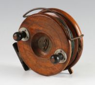 Scarce Hardy's Wooden Nottingham Pattern Brass Star Back Sea Reel: 5" dia with circular alloy handle