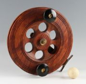 10" Wooden Scarborough Sea Reel - with 6x large perforations, large twin black handles, brass