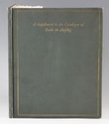 Sage, Dean - Supplement to the Catalogue of Books on Angling collected by Mr. Dean Sage, printed