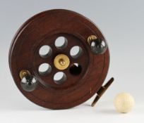 8" Wooden Scarborough Sea Reel - with 6x large perforations, large twin black handles, large brass