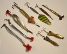 Interesting collection of 5x Lemax style bullet shaped brass and copper baits and others (9): one